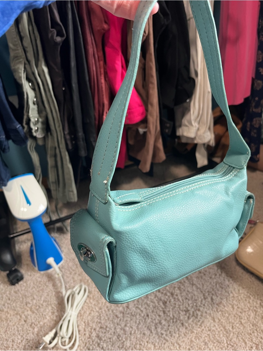 Nine West Teal Shoulder Bag with Top Zip